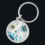 Chaveiro Flores de Indigo Douradas com Fundo Branco<br><div class="desc">Uma Erica J. Vess original,  flores de índigo douradas descansam sobre um fundo branco. Uma pintura simples e sutil que qualquer um adoraria receber como presente!</div>