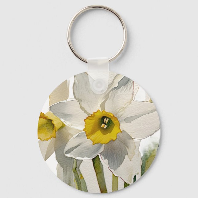 Chaveiro Flores de Íris em Aquarela Moderna (Frente)