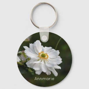 Chaveiro Flores de Jardim Anêmonas Brancas Personalizadas