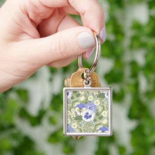 Chaveiro Flores de Jardim de Primavera na sálvia