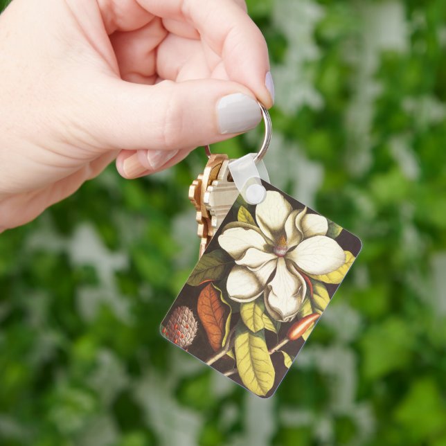 Chaveiro Flores de Magnólia Antiga Planta Com Sementes (Mão)