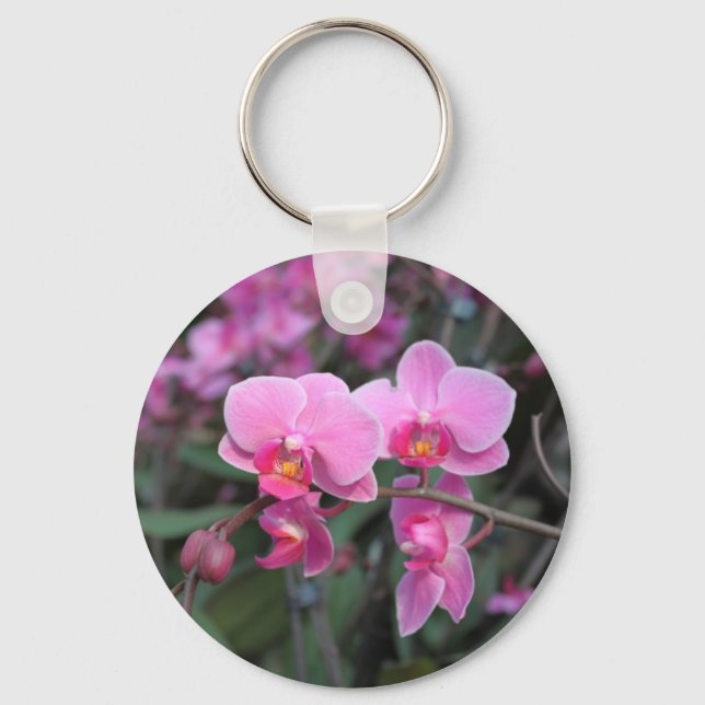 Chaveiro Flores-de-orquídea-rosa bonito (Frente)
