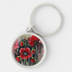 Chaveiro Flores De Papoila Em Aquarela