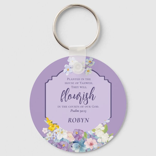 Chaveiro Flores de Pastel de Aquarelas Bíblia Verso Persona (Frente)