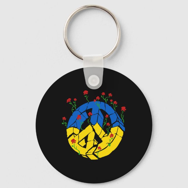 Chaveiro Flores de Paz da Bandeira da Ucrânia (Frente)