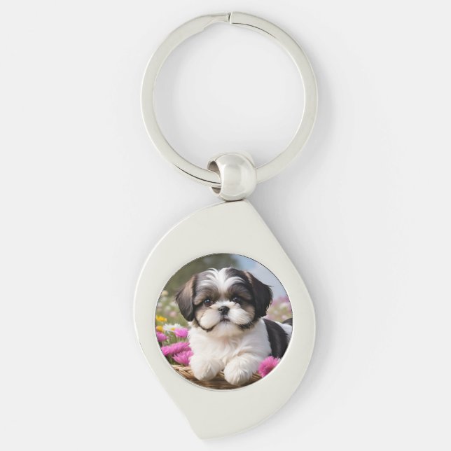 Chaveiro Flores De Pequeno Shuz Tzu Puppy Basket (Frente)