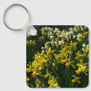 Chaveiro Flores de primavera de Daffodils Amarelos e Branco