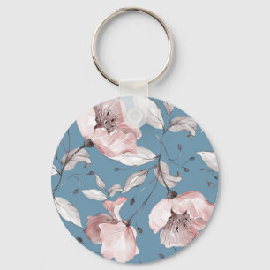 Chaveiro Flores de primavera, folhas, design sem costura