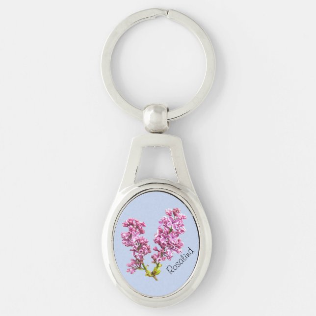 Chaveiro - flores do Lilac com nome (Frente)