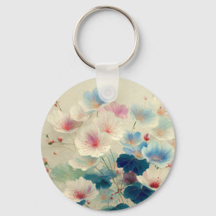 Chaveiro Flores em Flor - Arte Botânica em Pastel Suave #1
