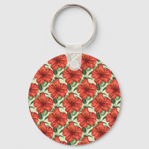 Chaveiro Flores florais tropicais, sem costura, flores verm