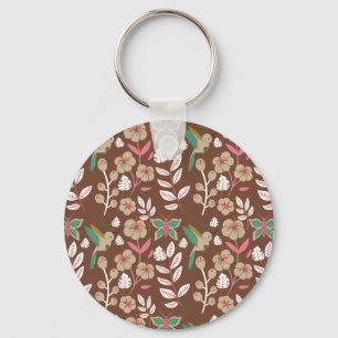 Chaveiro Flores, flores, folhas, borboletas, sem costura,