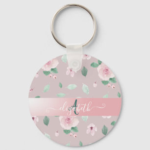 Chaveiro Flores Monograma em Aquarela Chic