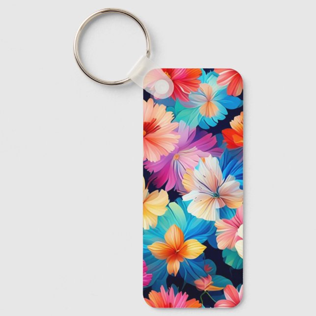 Chaveiro Flores Multicoloridas Florais Padrão-37566 (Frente)