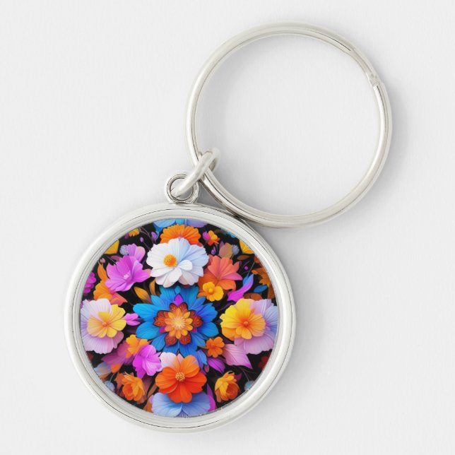 Chaveiro Flores Multicoloridas Padrão-68577 (Frente)