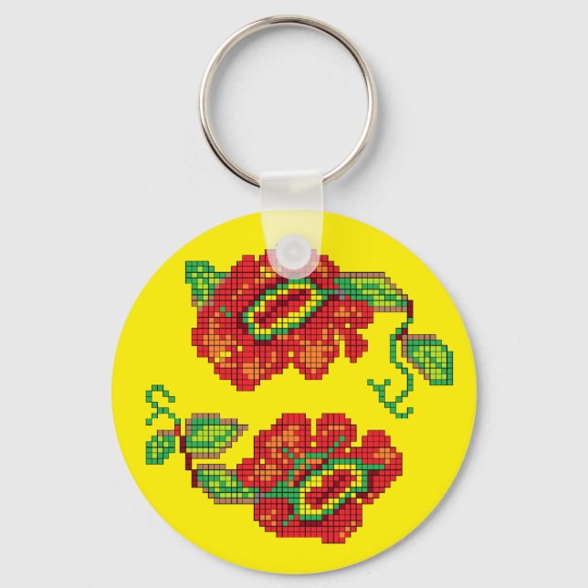 Chaveiro Flores Para A Minha Bela II - Quadrinhos Amarelos. (Frente)