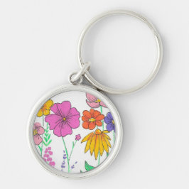 Chaveiro Flores Pintadas Caprichosas Vibrantes
