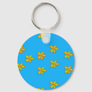 Chaveiro flores pintadas em azul