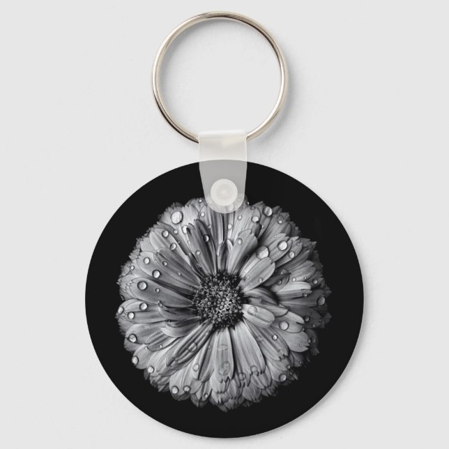 Chaveiro Flores Pretas E Brancas 10 (Frente)
