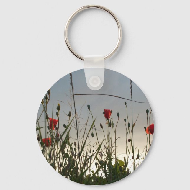Chaveiro Flores - Quatro Poppies Vermelhos (Frente)