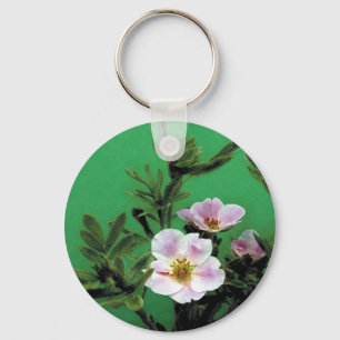 Chaveiro flores rosa silvestre, cor-de-rosa, a verde, Elega