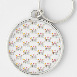 Chaveiro Flores Selvagens, Pastel Botânico Vintage Floral