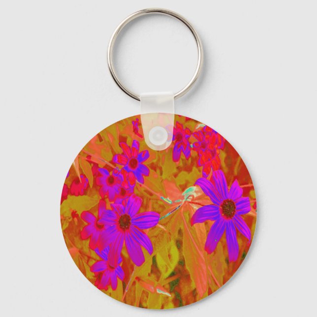 Chaveiro Flores Silvestres Coloridas Ultravioleta, Magenta  (Frente)