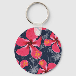 Chaveiro Flores Tropicais de Hibisco Design de Verão