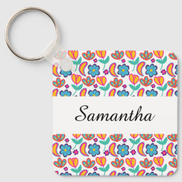 Chaveiro Flores Únicas Coloridas