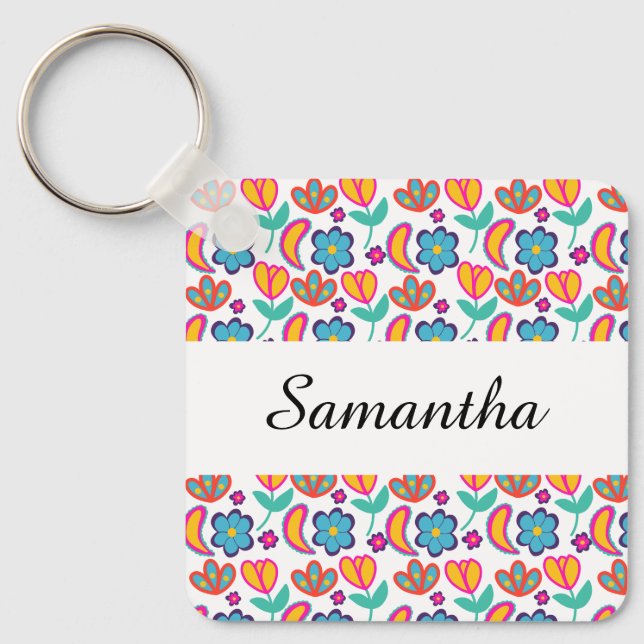 Chaveiro Flores Únicas Coloridas (Frente)