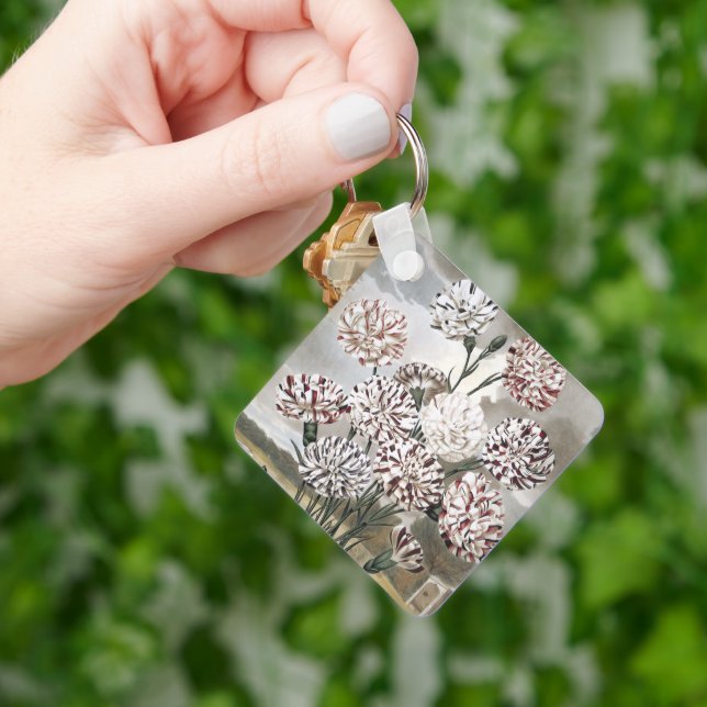 Chaveiro Flores Variegadas Vintage com Céu Cinza (Mão)