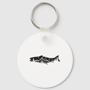 Chaveiro Floresta De Pesca Silhueta Da Montanha Aventura Ao