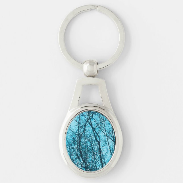 Chaveiro Floresta Em Azul-Celeste (Frente)