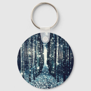 Chaveiro Floresta Mágica Elegância Cinza Azul