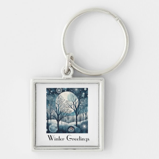 Chaveiro Floresta Nórdica Moonliada, personalizável (Frente)