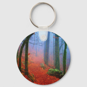 Chaveiro Floresta Pintada Outono Névoa Azul