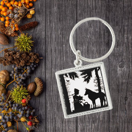 Chaveiro Florestas de Lobo de Capuchos Vermelho-Silhueta Pr