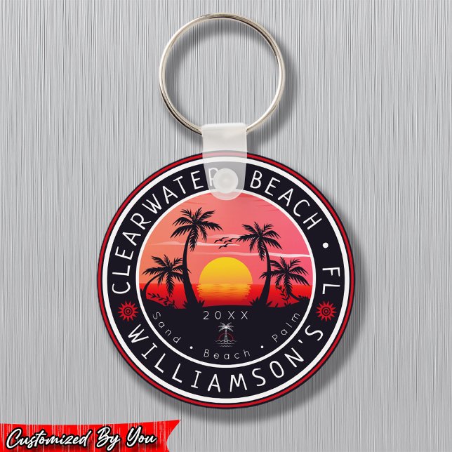 Chaveiro Flórida Clearwater Retro Sunset Souvenirs 80s (Criador carregado)