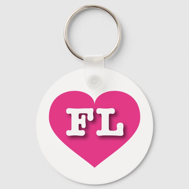 Chaveiro Flórida Hot PInk Heart - Eu amo FL (Frente)