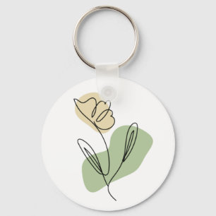 Chaveiro Flower Line Art