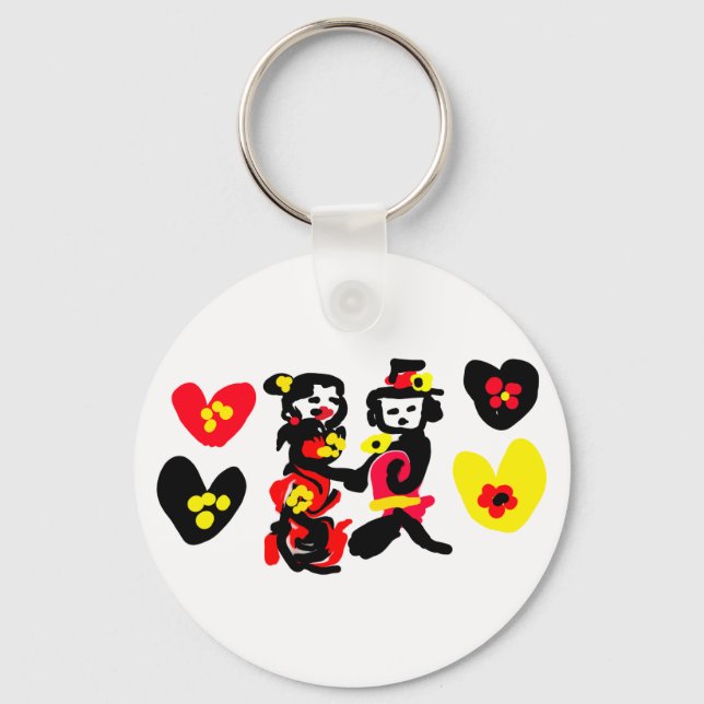 Chaveiro Flowers and black and red Valentine day (Frente)