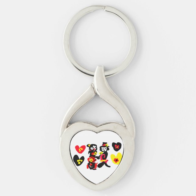 Chaveiro Flowers and black and red Valentine day (Frente)