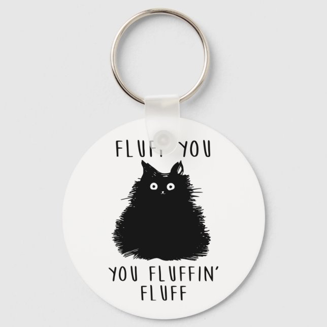 Chaveiro Fluff Você Desenho De Gato Preto (Frente)