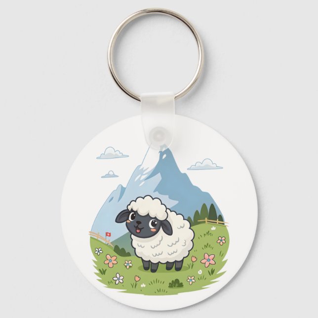 Chaveiro Fluffiest Lawn Mower – Adorable Blacknose Sheep (Frente)