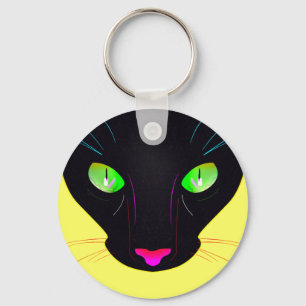Chaveiro Fluorescent Green Cat Eyes Portrait