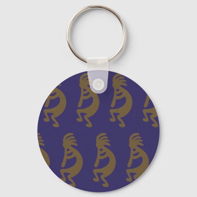 Chaveiro Flute Playing Kokopelli Figura 1: Verde sobre azul (Frente)