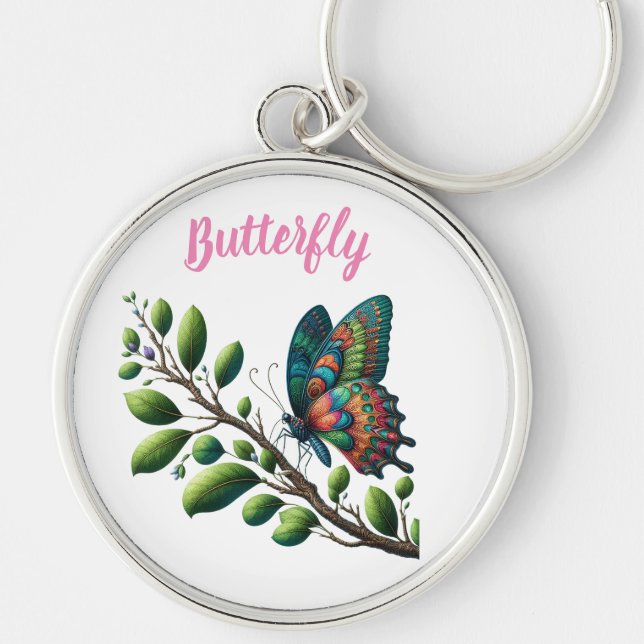 Chaveiro "Fluttering Oasis: Butterfly Branch Chaveiro" (Frente)