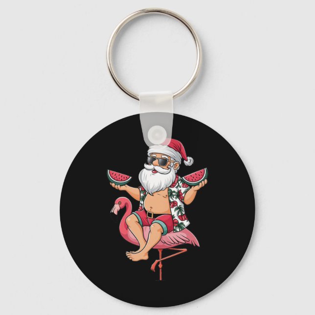 Chaveiro Flutuador Flamingo Natal Em Julho Melancia (Frente)