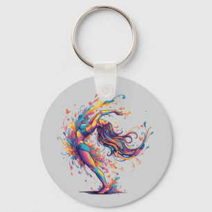 Chaveiro Fluxo de Dança Vibrante Arte Feminina Abstrata