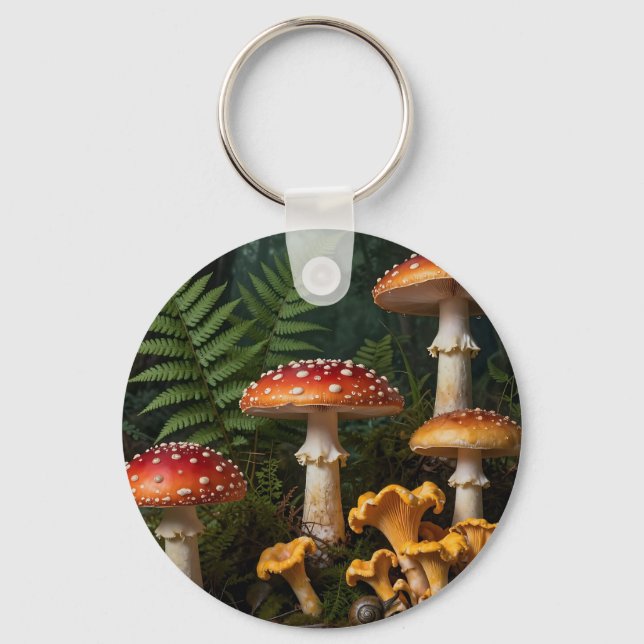 Chaveiro Fly Agaric Mushrooms Forest Botanical (Frente)